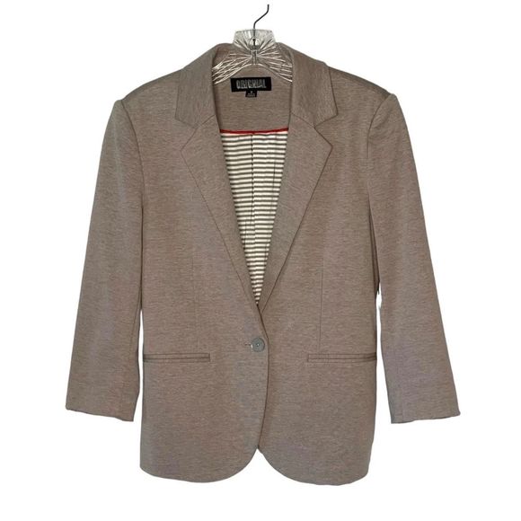 NICOLE MILLER Original Gray Single Button Cuffed Sleeve Knit Career Blazer Small - Picture 1 of 5